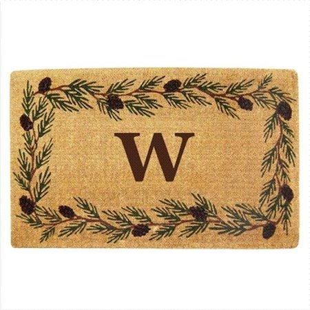 NEDIA HOME Nedia Home 02011W Heavy Duty Coco Mat 22 x 36 In. Evergreen Border Monogrammed W O2011W